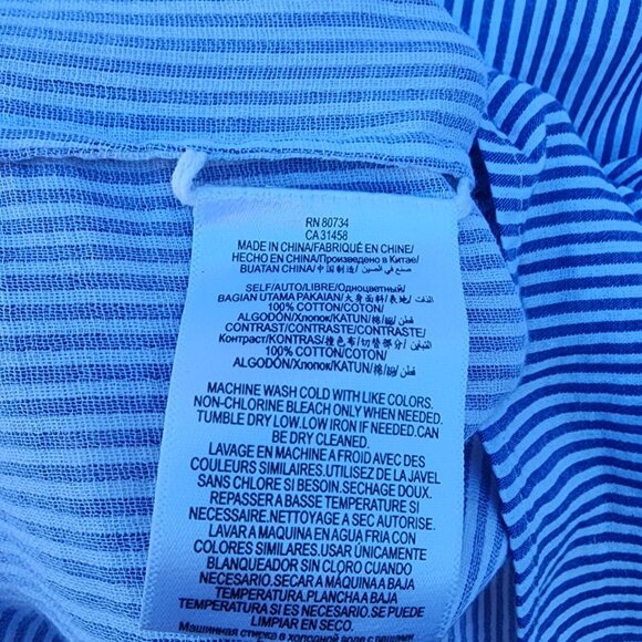 BCBGMAXAZRIA Jola Stripe Chambray Blouse, Size Medium - Picture 8 of 10